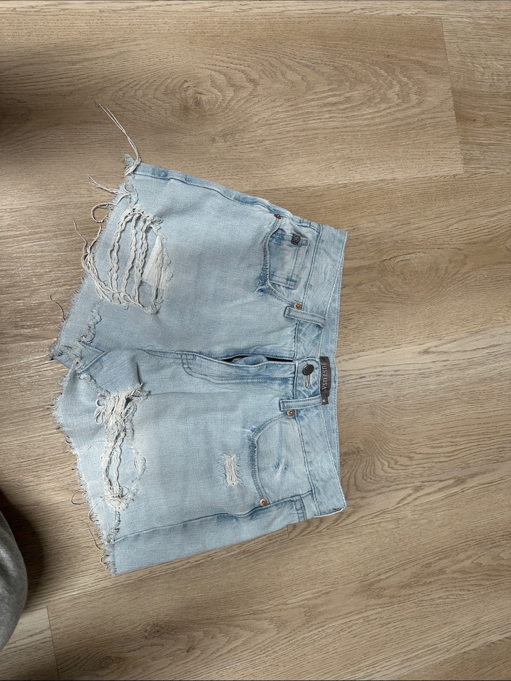 Just USA Light Wash Distressed Denim Shorts